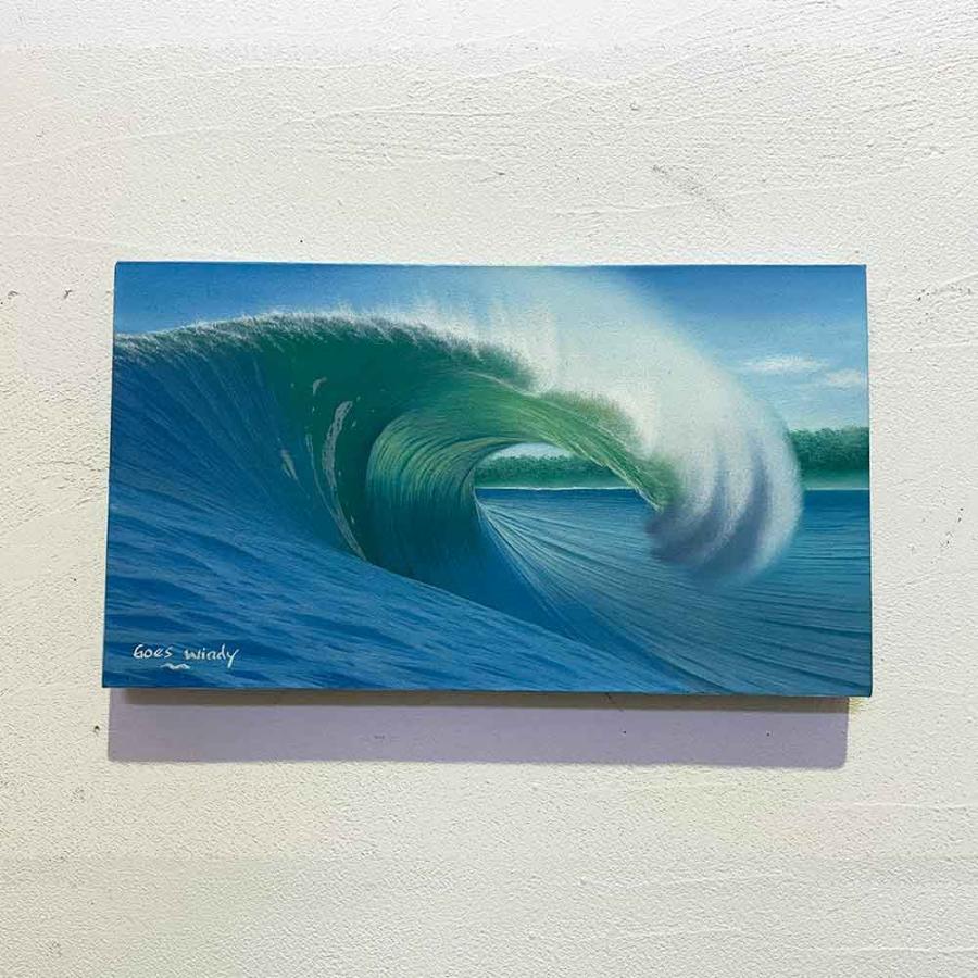 絵画 波の絵 Goes Windy 45×25cm 青い 海 アートパネル 大波 海の絵
