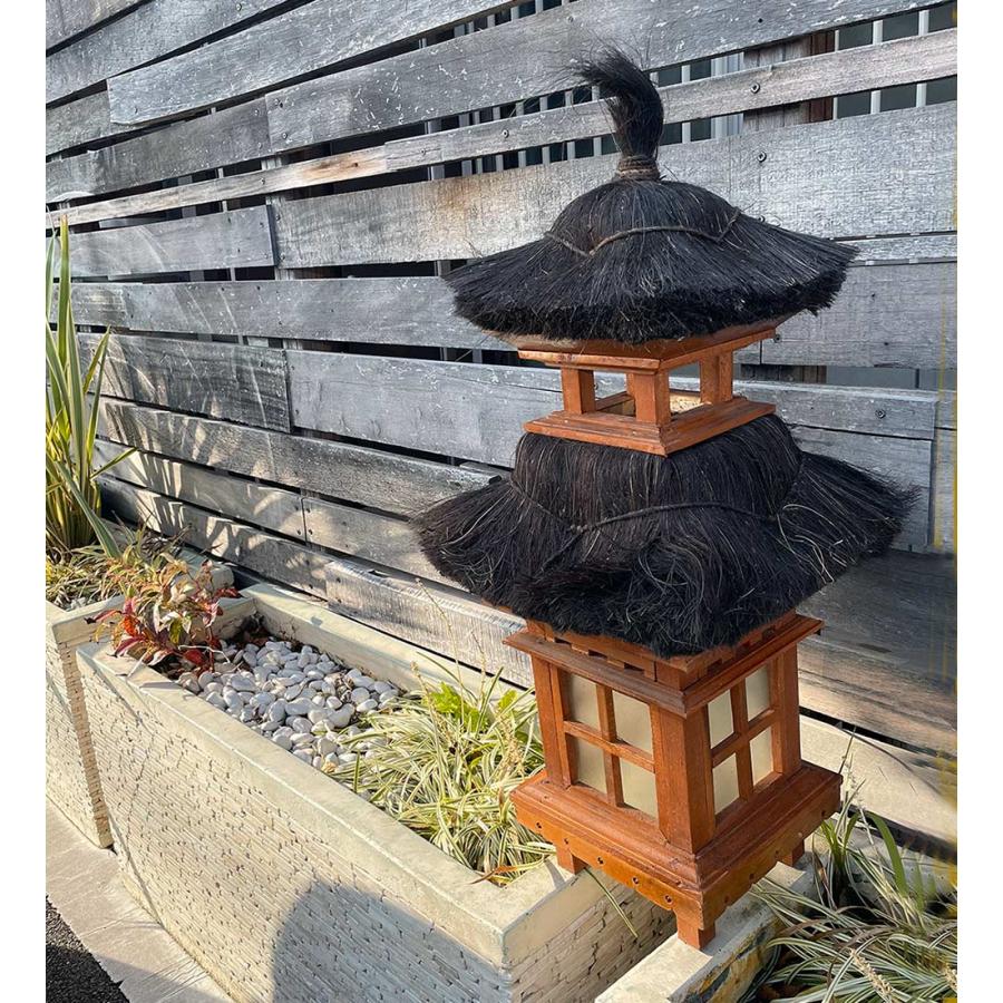 寺型 ランプシェード 大 オレンジ 木製 屋内外 バリ アジアンリゾート