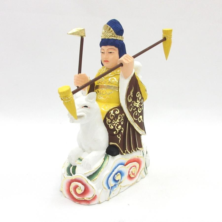 仏像 稲荷大明神 騎狐像 総高15cm 桧木彩色 お稲荷さん お稲荷様 稲荷