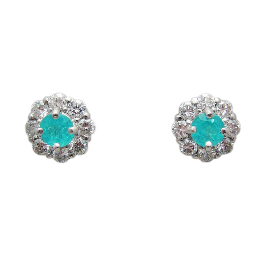 お花のパライバトルマリン ピアス プラチナ製 : Jewellery SHIBATA