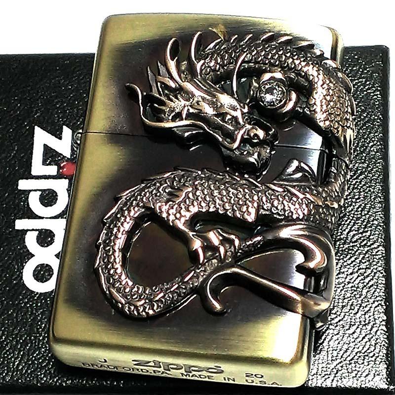 ZIPPO（ジッポー） ライター 龍 2面メタル スワロフスキー ドラゴン