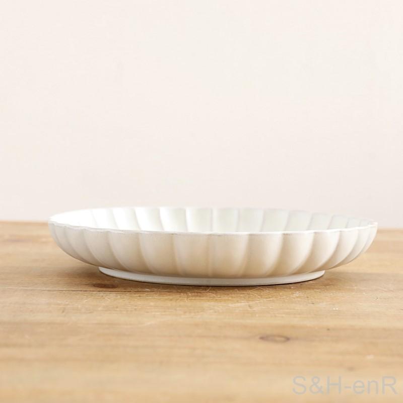瀬戸焼 7寸皿 菊紋 白 陶器 お皿 菊皿 大皿 プレート かわいい