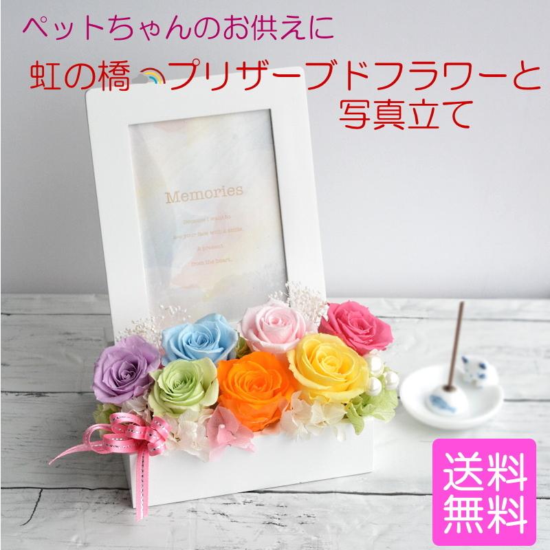 プリザーブドフラワー 写真立て 仏花 ペット 仏壇 虹の橋 お供え 花
