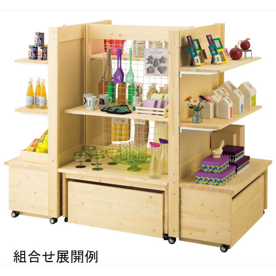 ゴンドラ 陳列棚 天然木製 商品ディスプレイ ワゴン 販売台