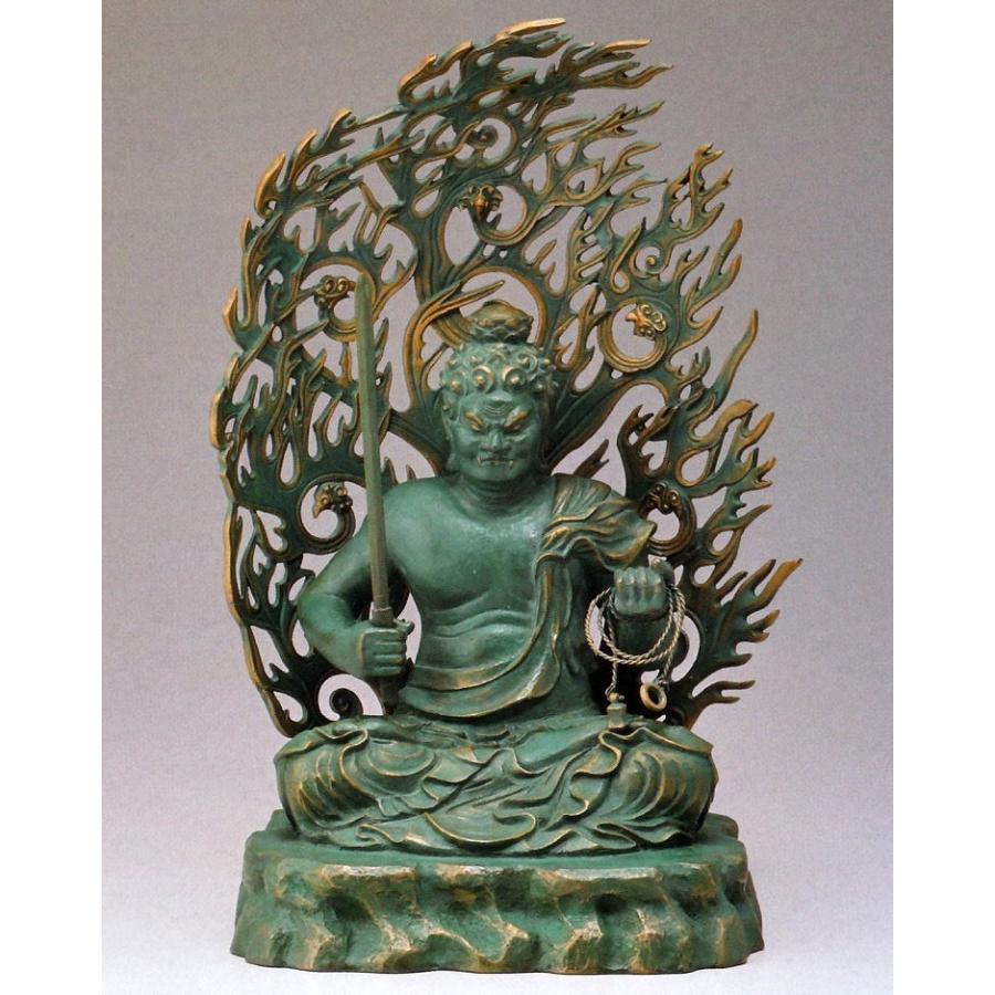 不動明王座像／高岡銅器の仏像 長田晴鳳作品 塗板／桐箱付 : 檜屋