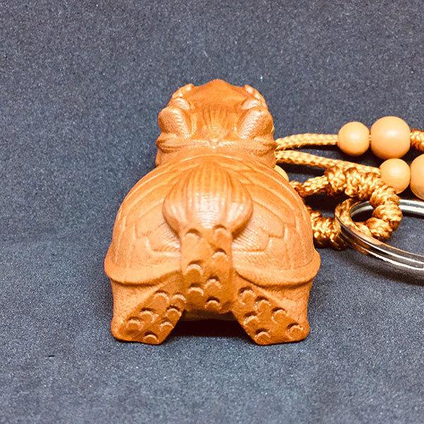 キーホルダー 木彫り 龍亀 キーリング 瑞獣 チャーム 小物 雑貨