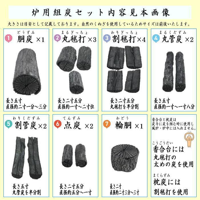 茶道具 お炭 茶道炭 炉用 組炭 くぬぎ炭 菊炭 約1組 国産製 池田炭