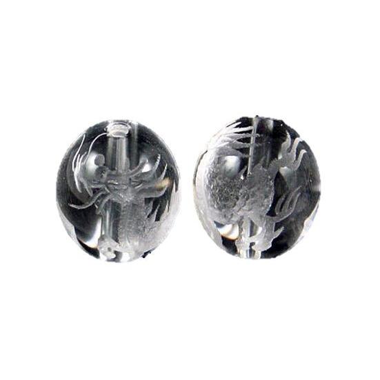 麒麟 きりん 水晶素彫り 12mm 穴あり一粒売りビーズ 天然石
