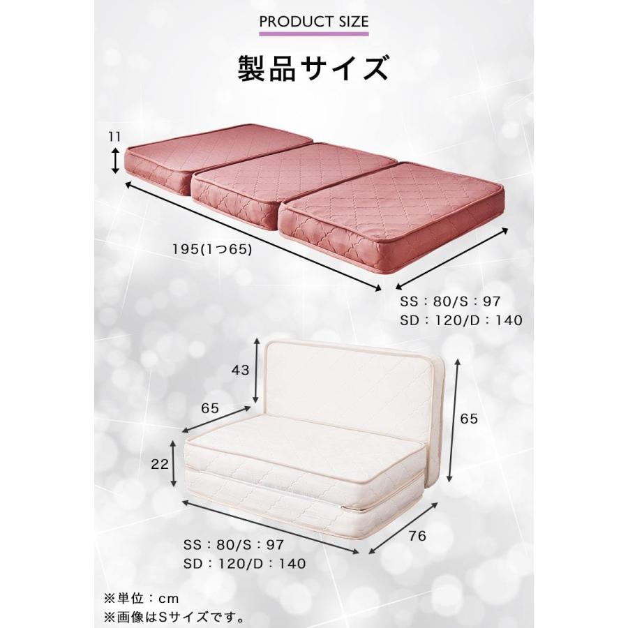 ネルコンシェルジュ 三つ折りポケットコイルマットレス ダブル 厚さ