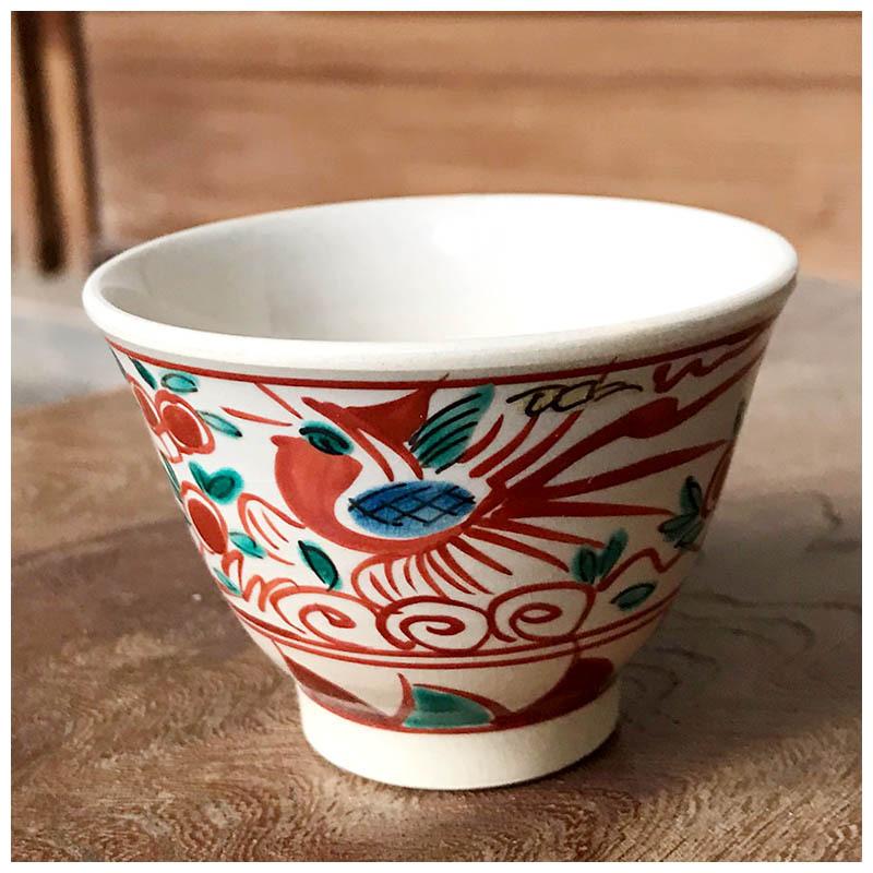 酒器 日本酒 陶器 ぐい呑み おちょこ ぐい飲み 煎茶器 湯呑み 赤絵 鳥
