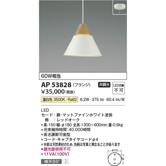 KOIZUMI（コイズミ） AP53828 ペンダントライト LED一体型 非調光 60W