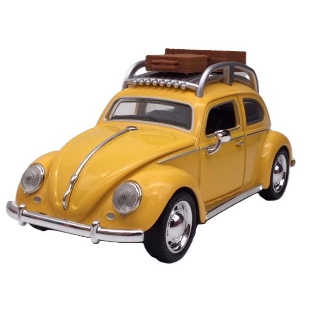 ミニカー 黄色 1/27 ワーゲン ビートル オーバルウィンドウ ヘッド