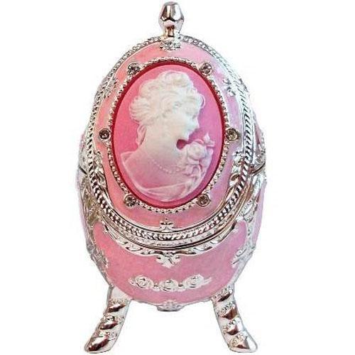 エッグ型宝石箱オルゴール カメオ貴婦人ピンク : インテリア雑貨LeMode