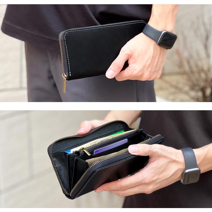 財布 長財布 メンズ レディース 本革 馬ヌメ ラウンドファスナー