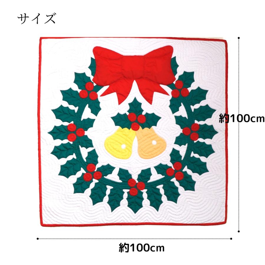 クリスマス ハワイアンキルト タペストリー 本格手縫い 壁掛け