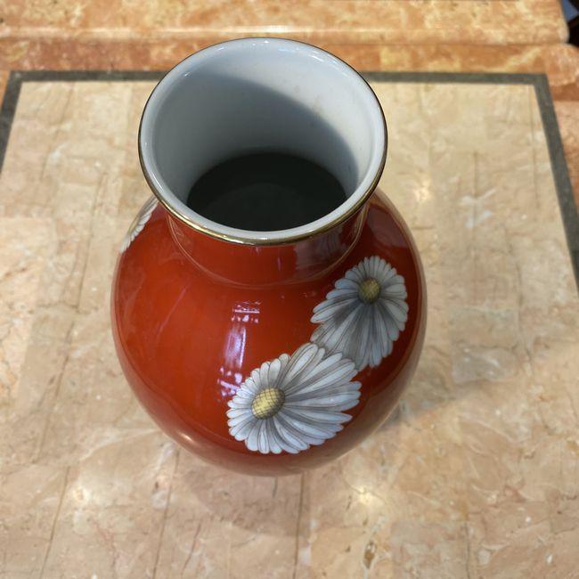 ノリタケ オールドノリタケ 朱地白菊 花瓶 寸高首長 29.5cm : リビング