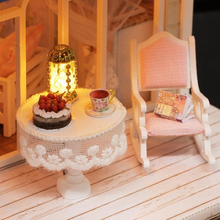 ドールハウス ミニチュア 手作りキット セット 青い屋根 二階建て