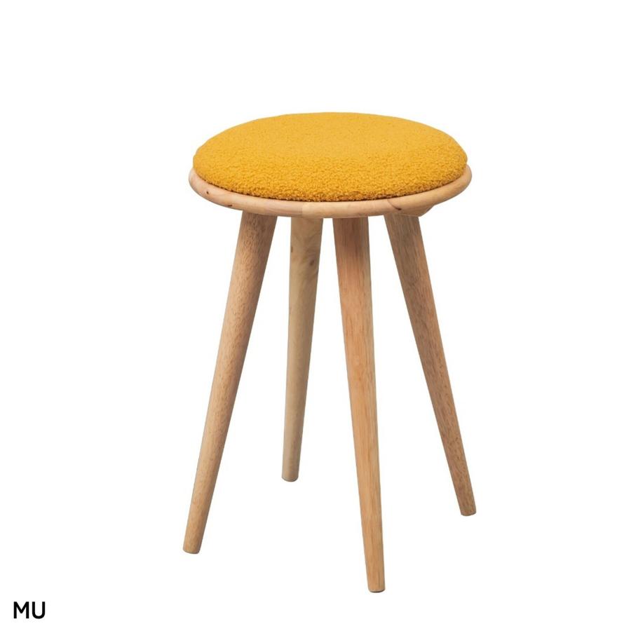 スツール もこもこ 生地 ラバーウッド 無垢材 ＜組立家具/NATURAL
