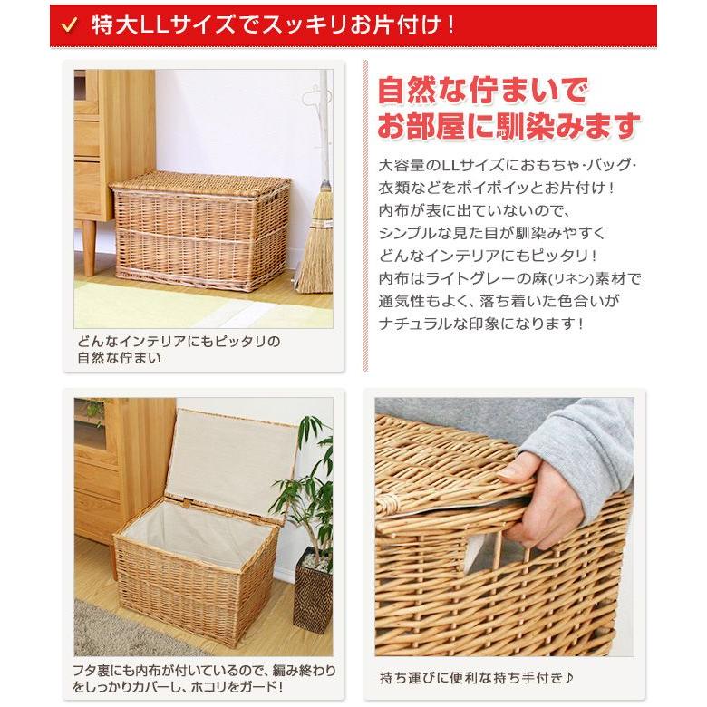 かご バスケット 収納 フタ付き 収納ボックス LLサイズ 2個セット 内布
