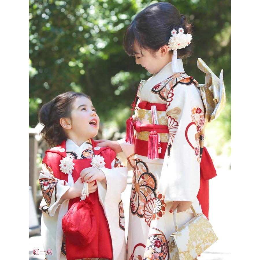 七五三 着物 7歳 正絹 フルセット 購入 セット 紅一点 女の子 橘梅