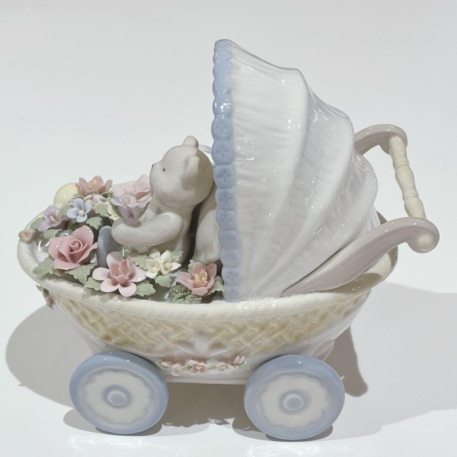 ベアー 乳母車 オルゴール 陶器 陶花 出産祝い プレゼント 赤ちゃん