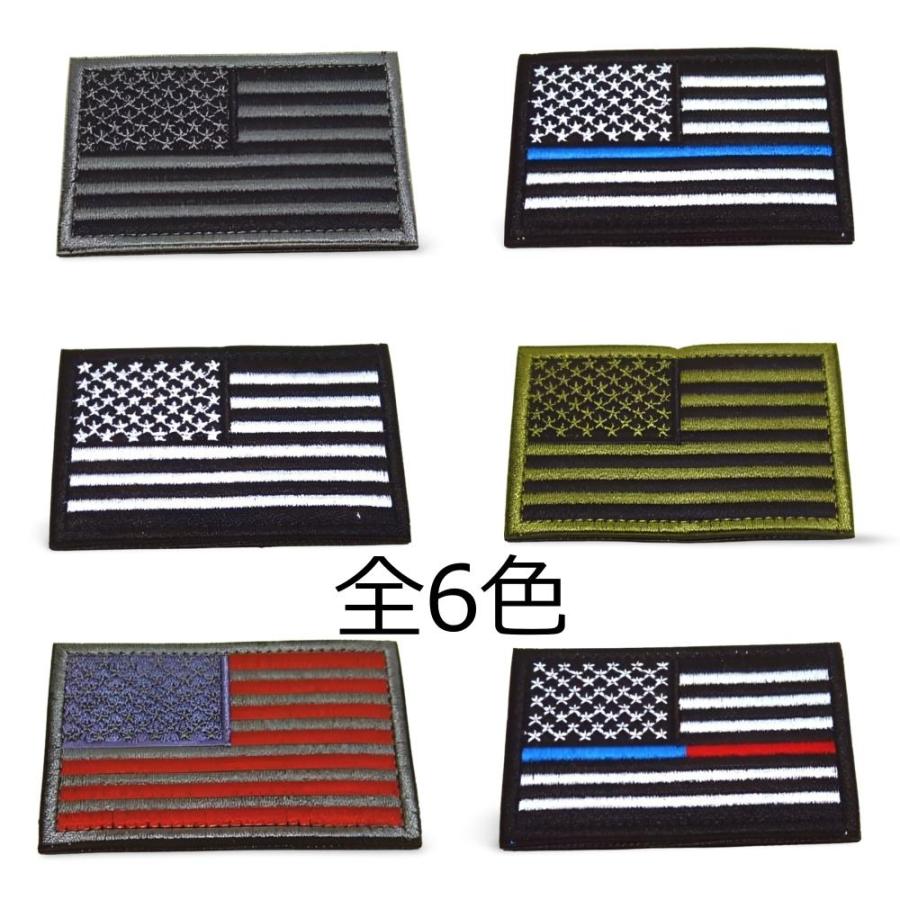 アメリカ国旗 星条旗 パッチ 8cmx5cm 全6色 ベルクロ ワッペン