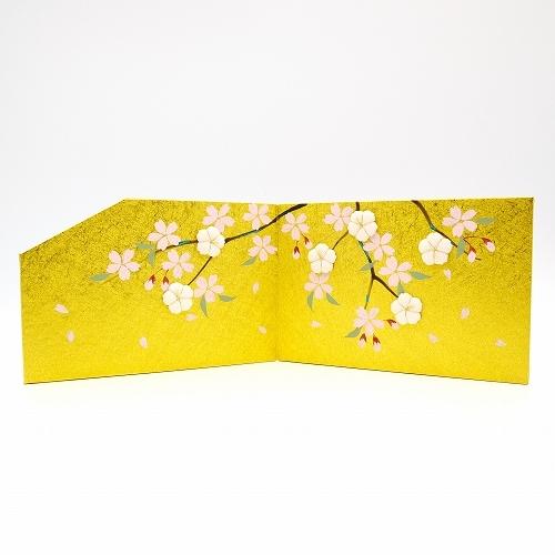 金屏風 屏風 コンパクト ちりめん 小さい 手作り / 四季草花図 桜 置物