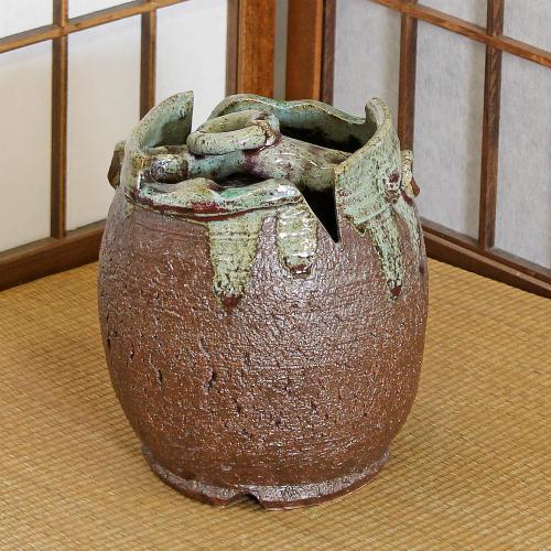 信楽焼 一輪挿し 南蛮 角 つるべ 小さい 花瓶 陶器 おしゃれ 花入