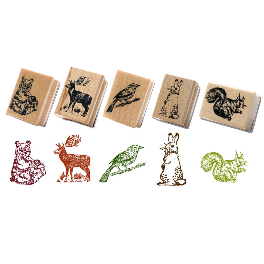 木製スタンプ 動物 ヴィンテージ アンティーク はんこ ミニ レトロ