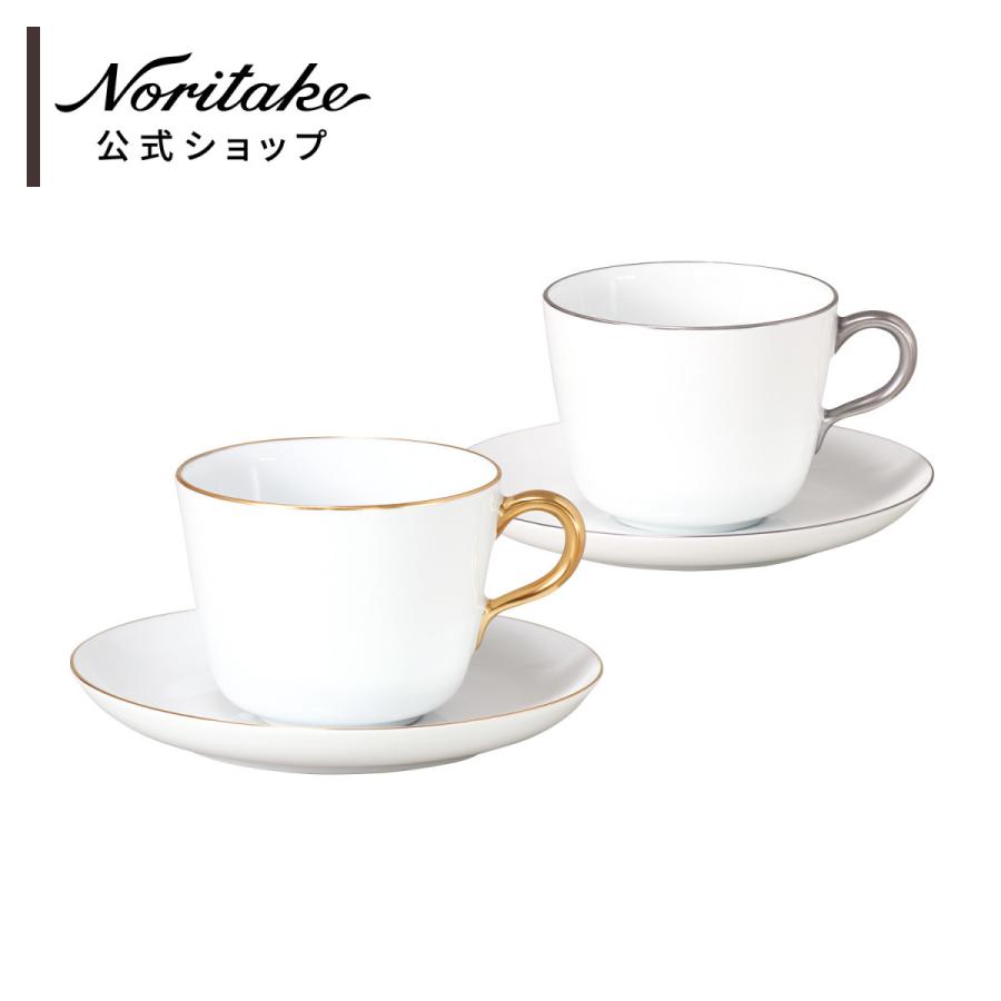 大倉陶園 ゴールドライン＆プラチナ モーニング碗皿ペア(金・白金