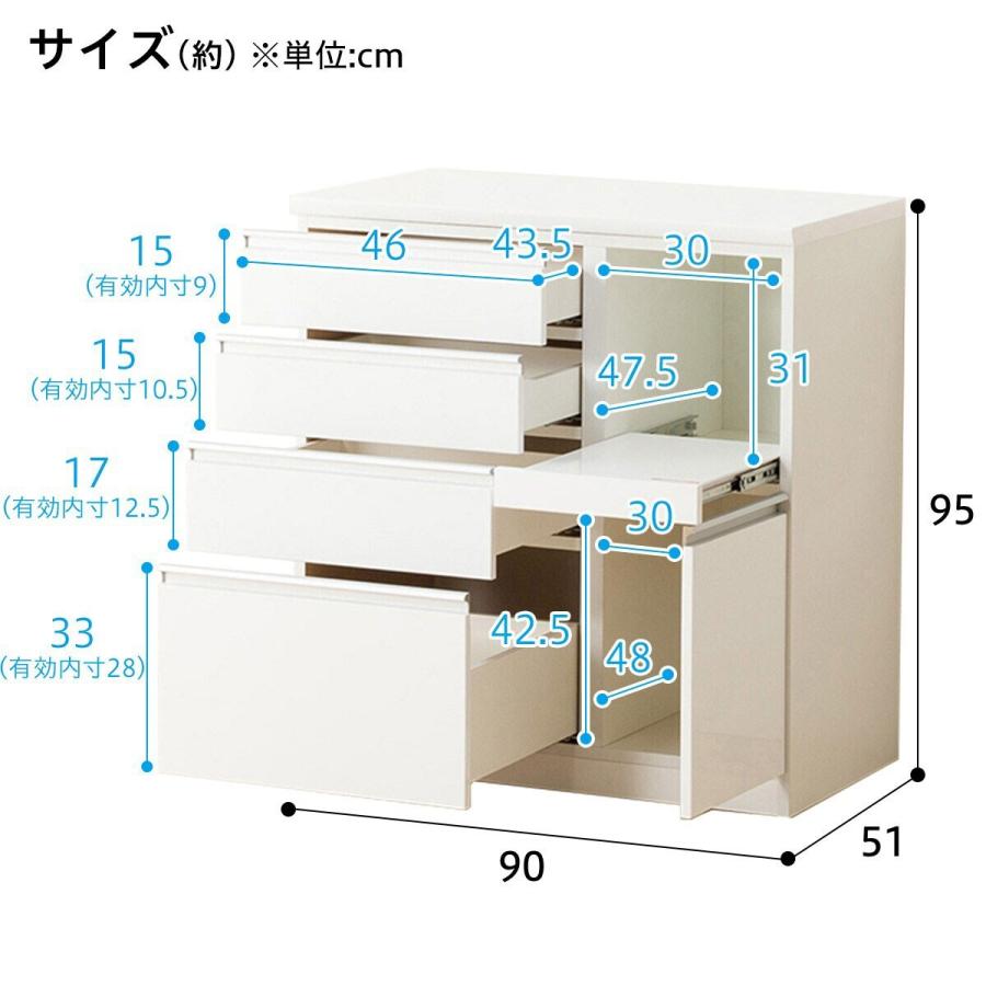 ニトリ（NITORI） キッチンカウンター(レジューム90QH-R WH) キッチン