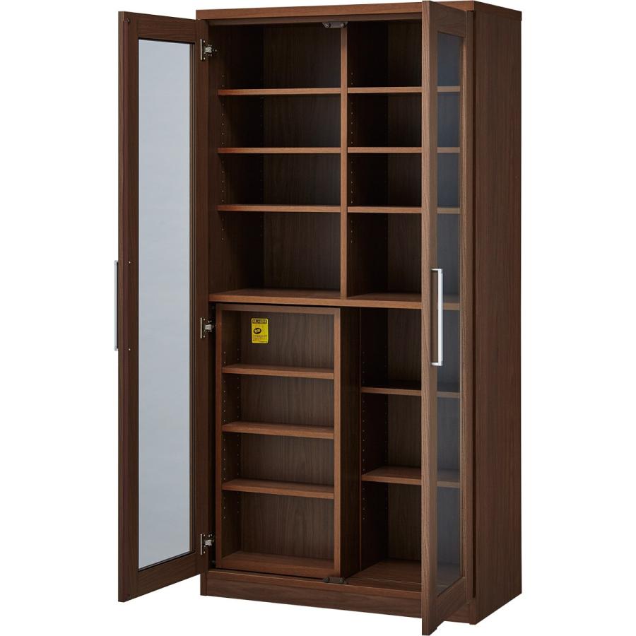 ニトリ（NITORI） スライド本棚(DM001 MBR) 書棚 ラック シェルフ