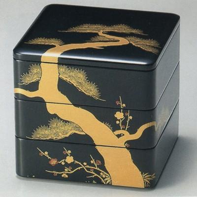 和食器 木製 お重 越前漆器 越前塗り 三段重 漆塗り 3段重箱 6.5寸