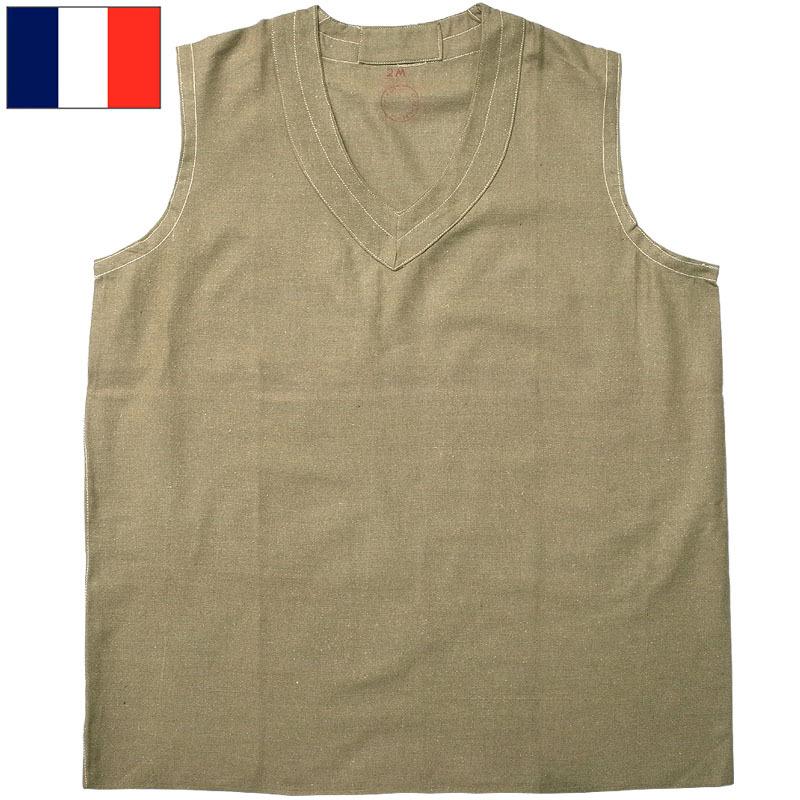 メール便可 フランス軍 リネンベスト ブラウン デッドストック JT064NN