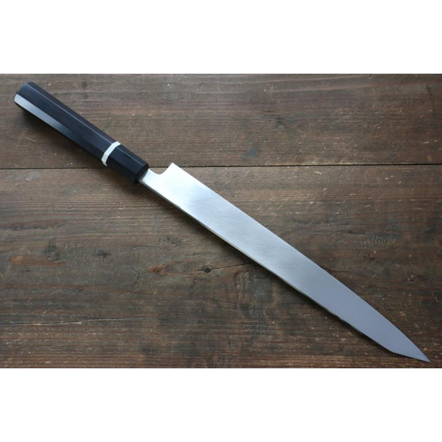 堺 菊守 R2/SG2 鏡面仕上げ 切付柳刃包丁 300mm 黒檀柄 (白輪） : 清助