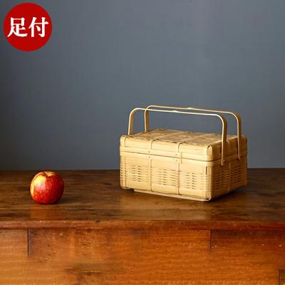竹かご 白竹の弁当かご 1段 足付き 竹籠 弁当箱 竹カゴ 竹籠弁当箱