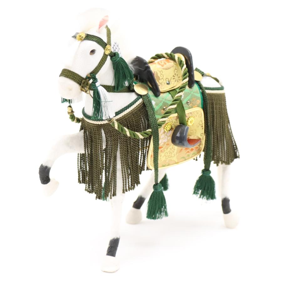 アウトレット品 五月人形 節句小物単品 奉書飾り馬 6号 白馬 グリーン