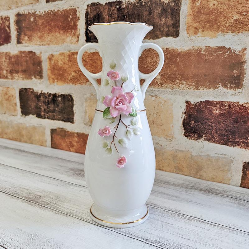 完売】アンティーク風 バラ モチーフ 花瓶 / フラワーベース 花器 雑貨