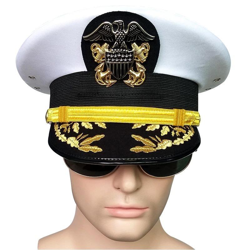 軍帽子 米国軍 米軍 海軍 将官 キャプテン 制帽 帽章付 アメリカ軍