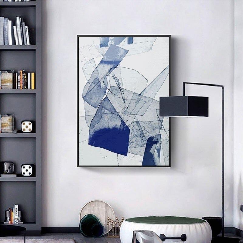 額付 アートポスター アートフレーム おしゃれ 絵画 青い抽象画 A4 A3