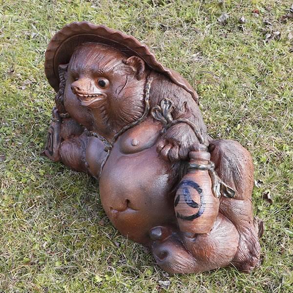信楽焼 20号寝狸(オス) たぬき タヌキ 古狸庵 開運 縁起物 可愛い 陶器