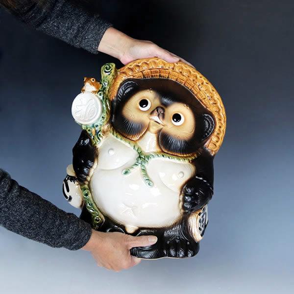 信楽焼 13号福々蛙付き狸 たぬき タヌキ 狸 開運 縁起物 可愛い 陶器