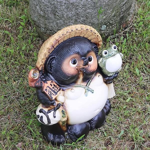 信楽焼 10号カエル持ち狸 たぬき タヌキ 狸 開運 縁起物 可愛い 陶器