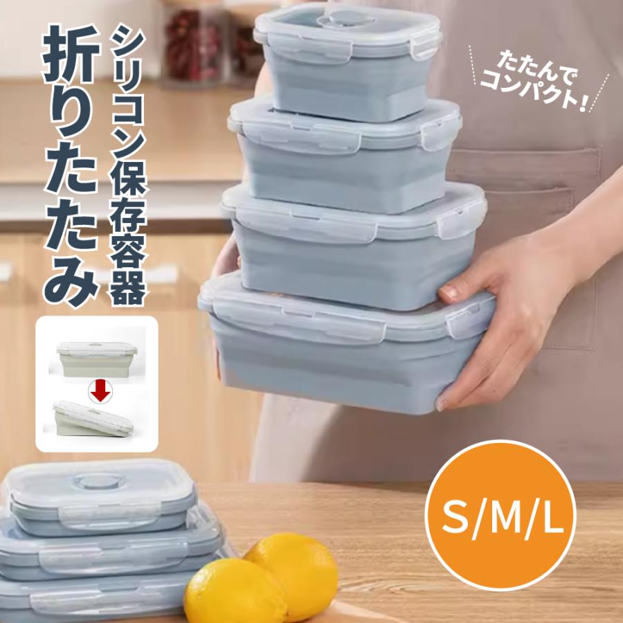 3点セット】折りたたみフードコンテナ 冷凍・電子レンジOK 密閉 密封