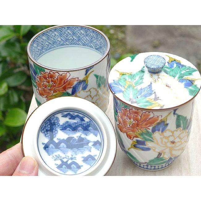 京焼 清水焼 色彩牡丹夫婦湯呑 蓋付 : 松韻堂 Yahoo!店 - 通販 - Yahoo