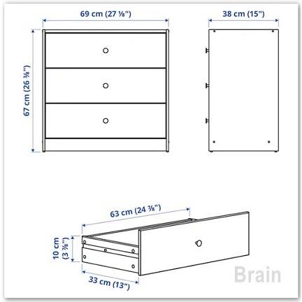 イケア（IKEA） GURSKEN/グールスケン チェスト 引き出し×3 ライト