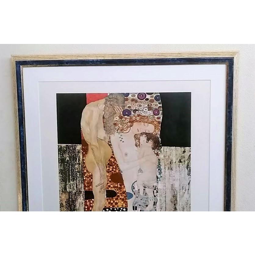 グスタフ・クリムト「母と子」 ポスター 額装品 額縁外寸72.5x91.5x2