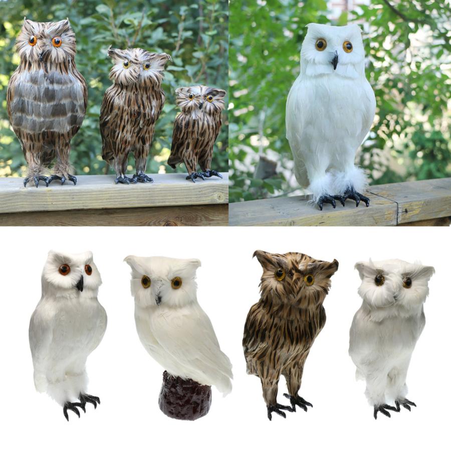 人工フクロウ鳥の羽現実的な剥製の家の庭の装飾 : STKショップ - 通販