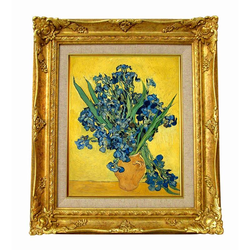世界の名画 ゴッホ アイリスのある花瓶黄色い背景 ジクレーキャンバス