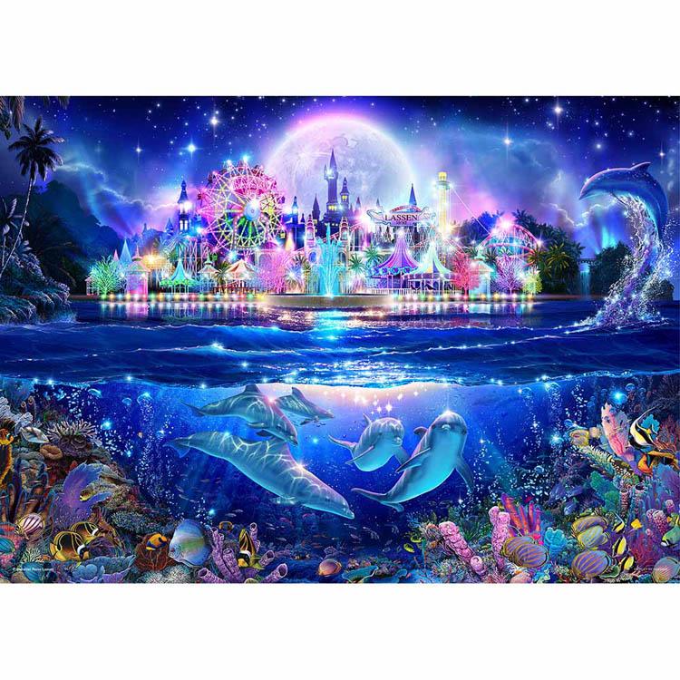 ジグソーパズル 500ピース ラッセン 38×53cm イラスト 海 イルカ 遊園